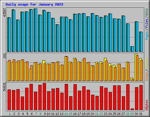 Daily usage for January 2023