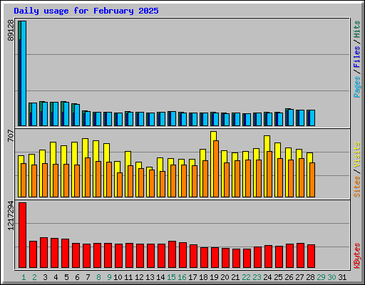 Daily usage for February 2025