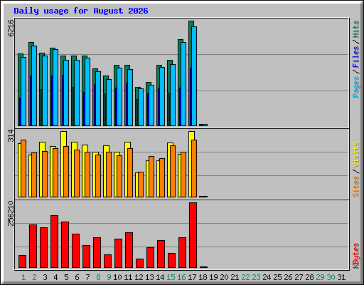 Daily usage for August 2026